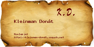 Kleinman Donát névjegykártya